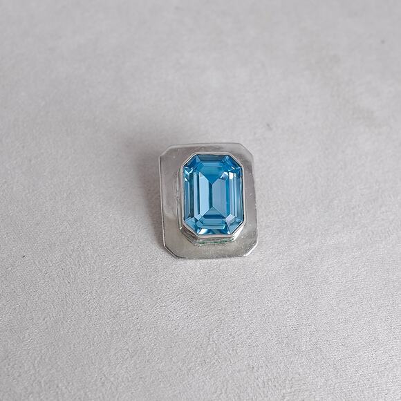 Vintage Sterling Silver Blue Crystal Pendant Angel Mark 13.45g Bezel Set - Picture 1 of 7